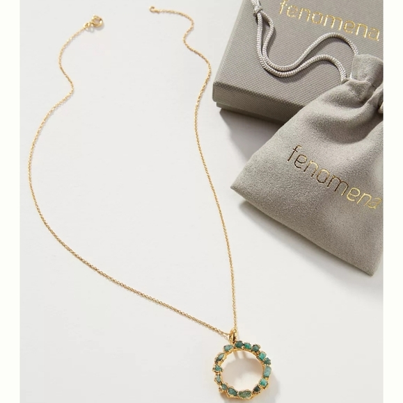 Anthropologie Jewelry - Fenomena Emerald Halo Pendant necklace- gold